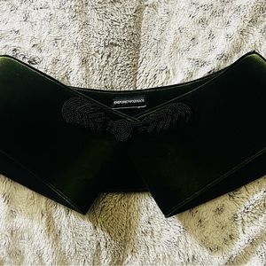 Emporio Armani Forest Green Velvet Belt with Beads